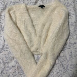 Wild fable fuzzy cropped button up sweater